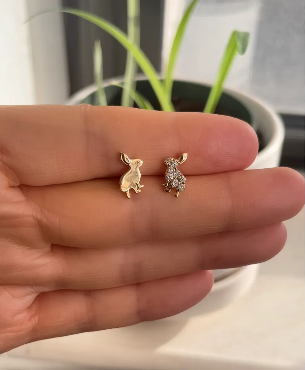 Trickster Bunny Diamond Stud Earrings