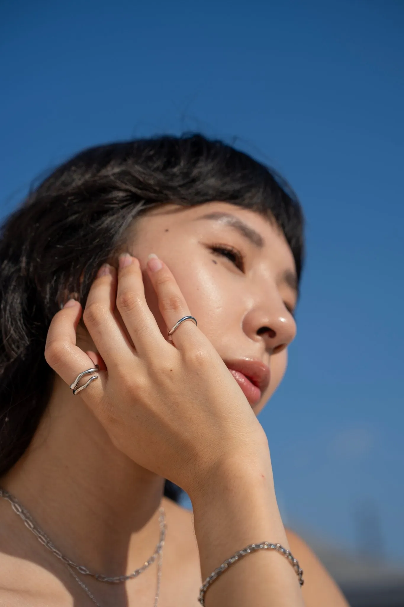 Wavy Pinky Adjustable Sterling Silver Ring