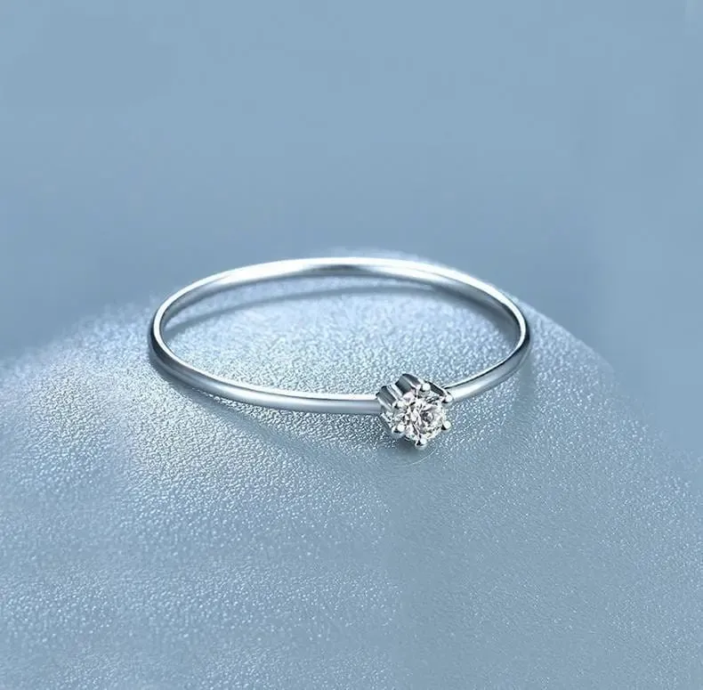 White Gold Plated Silver Solitaire Moissanite Ring 0.2ct