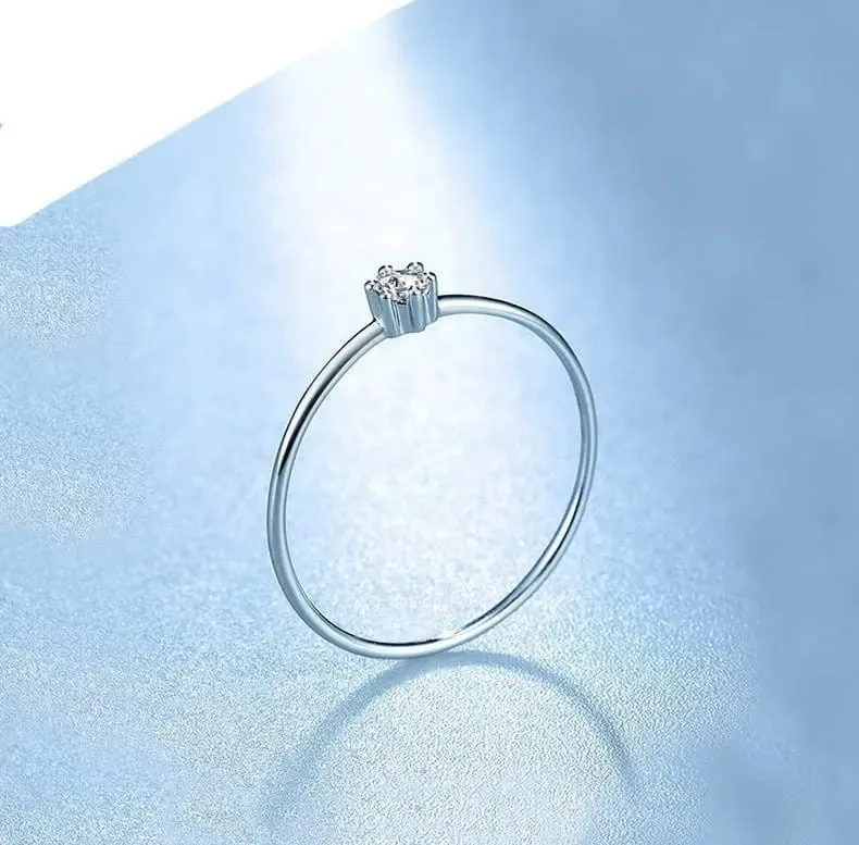 White Gold Plated Silver Solitaire Moissanite Ring 0.2ct