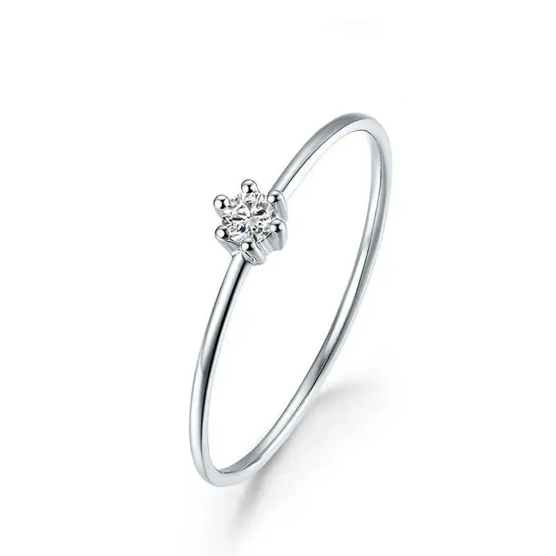 White Gold Plated Silver Solitaire Moissanite Ring 0.2ct