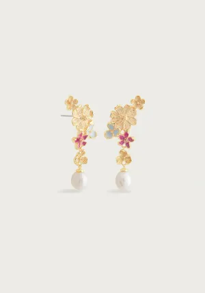 Wildflowers Pearl Drop Earrings