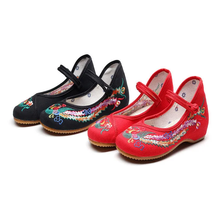 Women's Phoenix Embroidered Ethnic Style Ancient Height Canvas Shoes