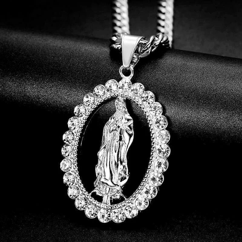 WWJD Virgin Mary Pendant Necklace